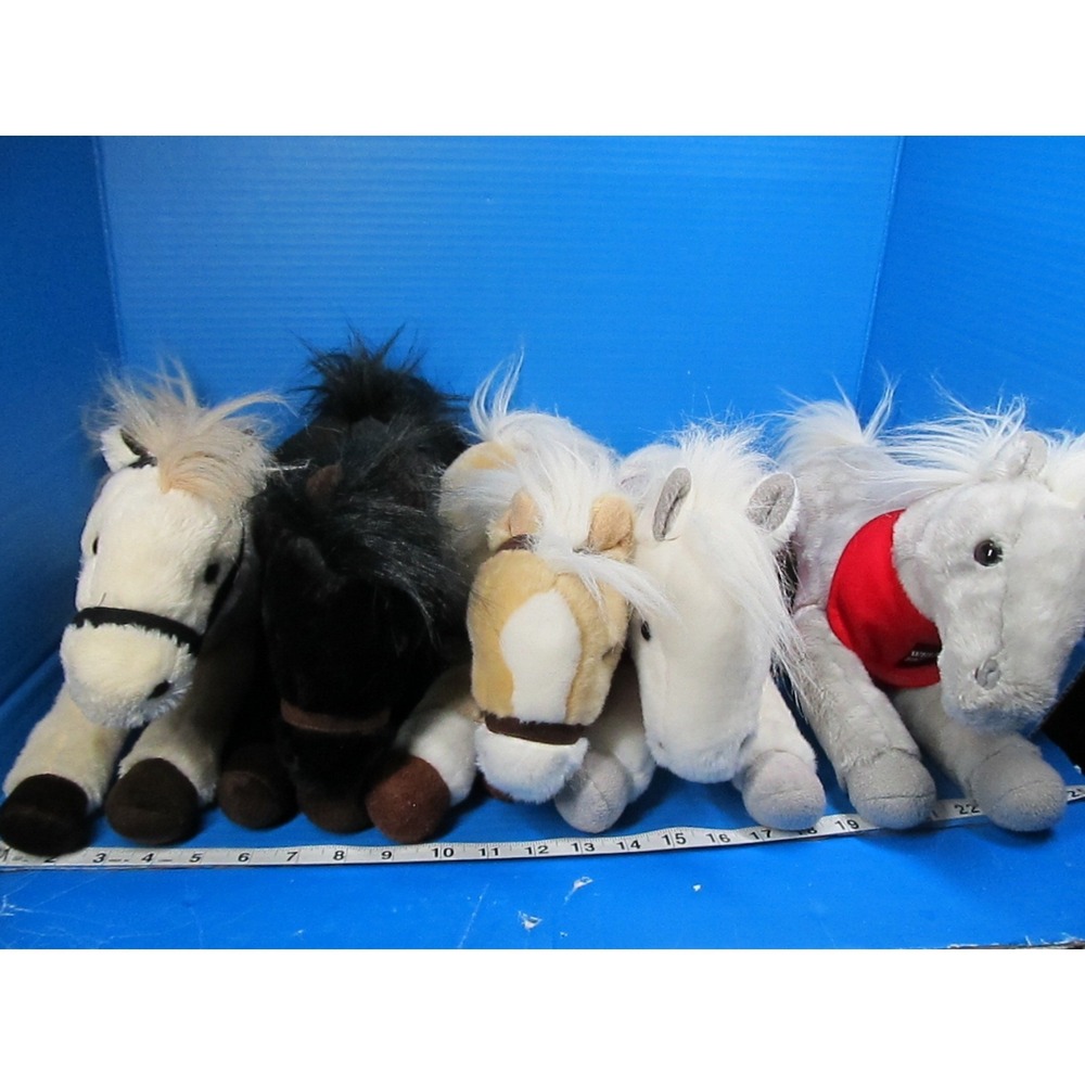 Lot of 5 Wells Fargo horse ponies plush El Toro Snowflake Mike Lightning Shamroc